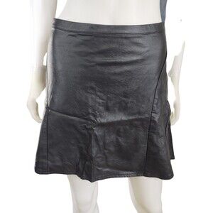 NWT H&M Divided Faux Leather Skirt Womens Sz 6 Black Flare Mini Skirt 29" Waist